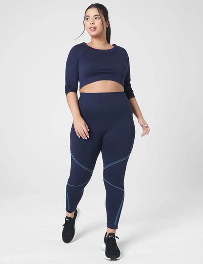 LIVI Seamless Fitted Sleeve-Detail Crop Tee