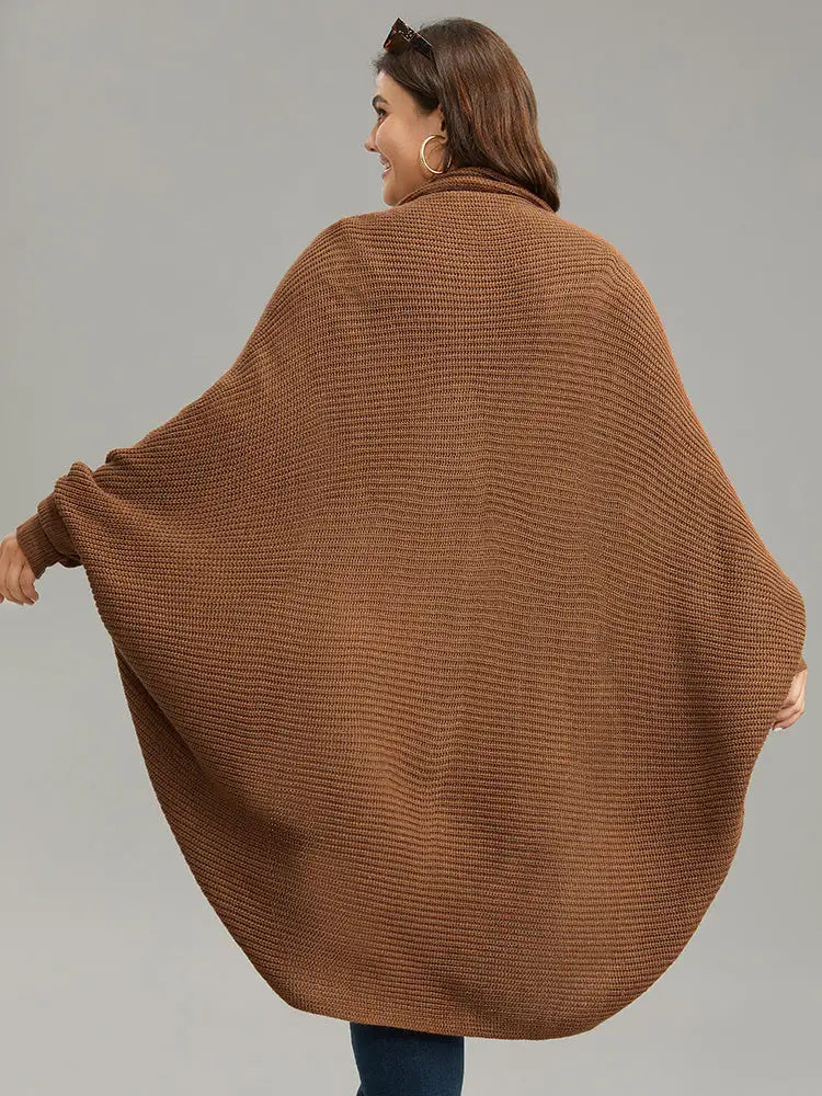 Solid Dolman Sleeve Arc Hem Cardigan