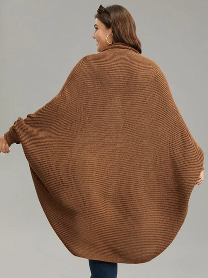 Solid Dolman Sleeve Arc Hem Cardigan