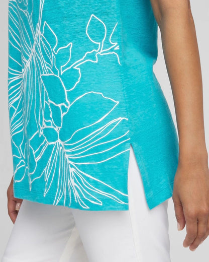 Placed Floral Linen Tunic