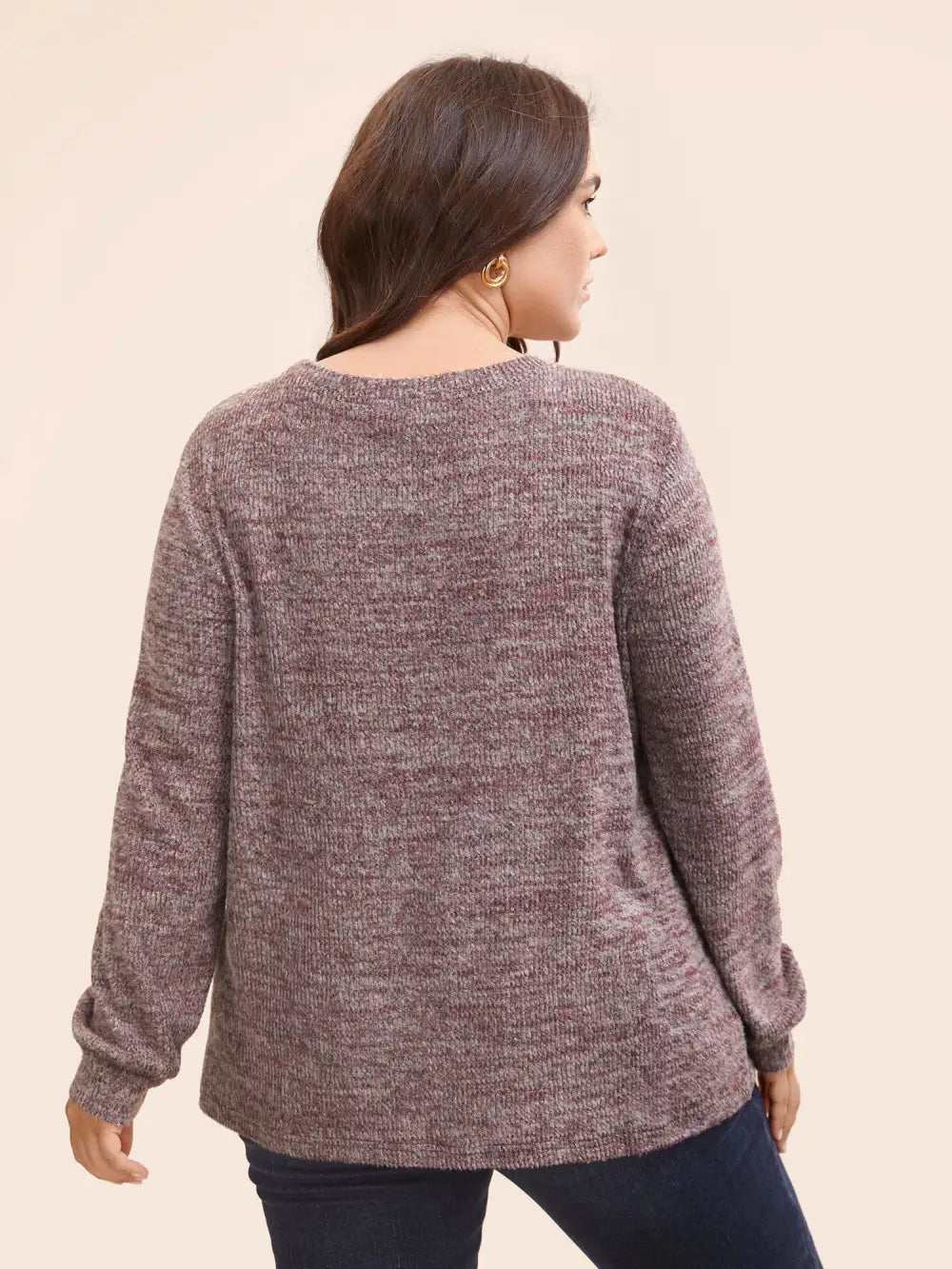 Solid Heather Round Neck Stitch Sweatshirt