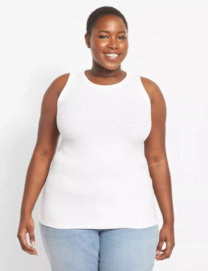 Fitted High-Neck Ribbed Tank