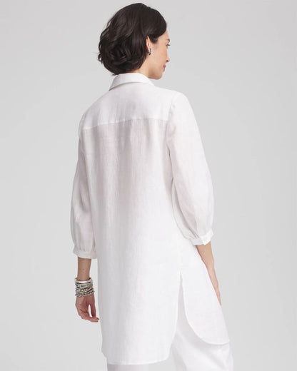 Pintuck Placket Linen Tunic