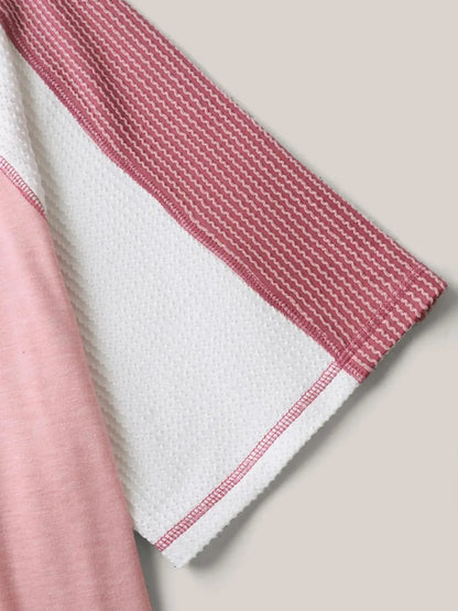 Color Contrast Textured Raglan Sleeve T-Shirt