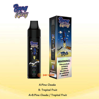 Bang King Triple 50000 50K Puffs 3 in 1 Flavors Original Rechargeable Disposable Vape