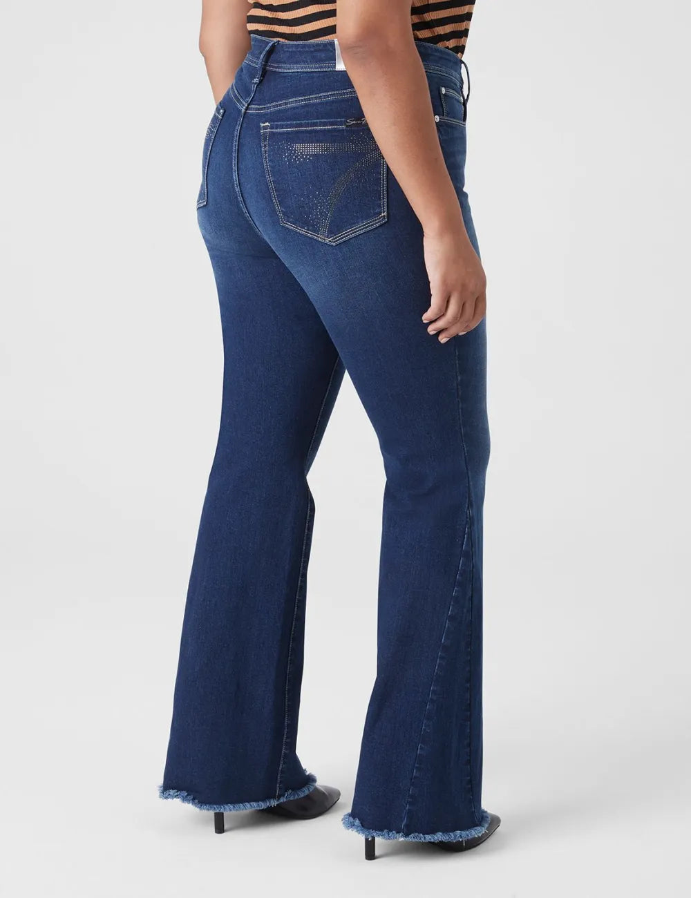 Seven7 High-Rise Flare Jean With Raw Hem