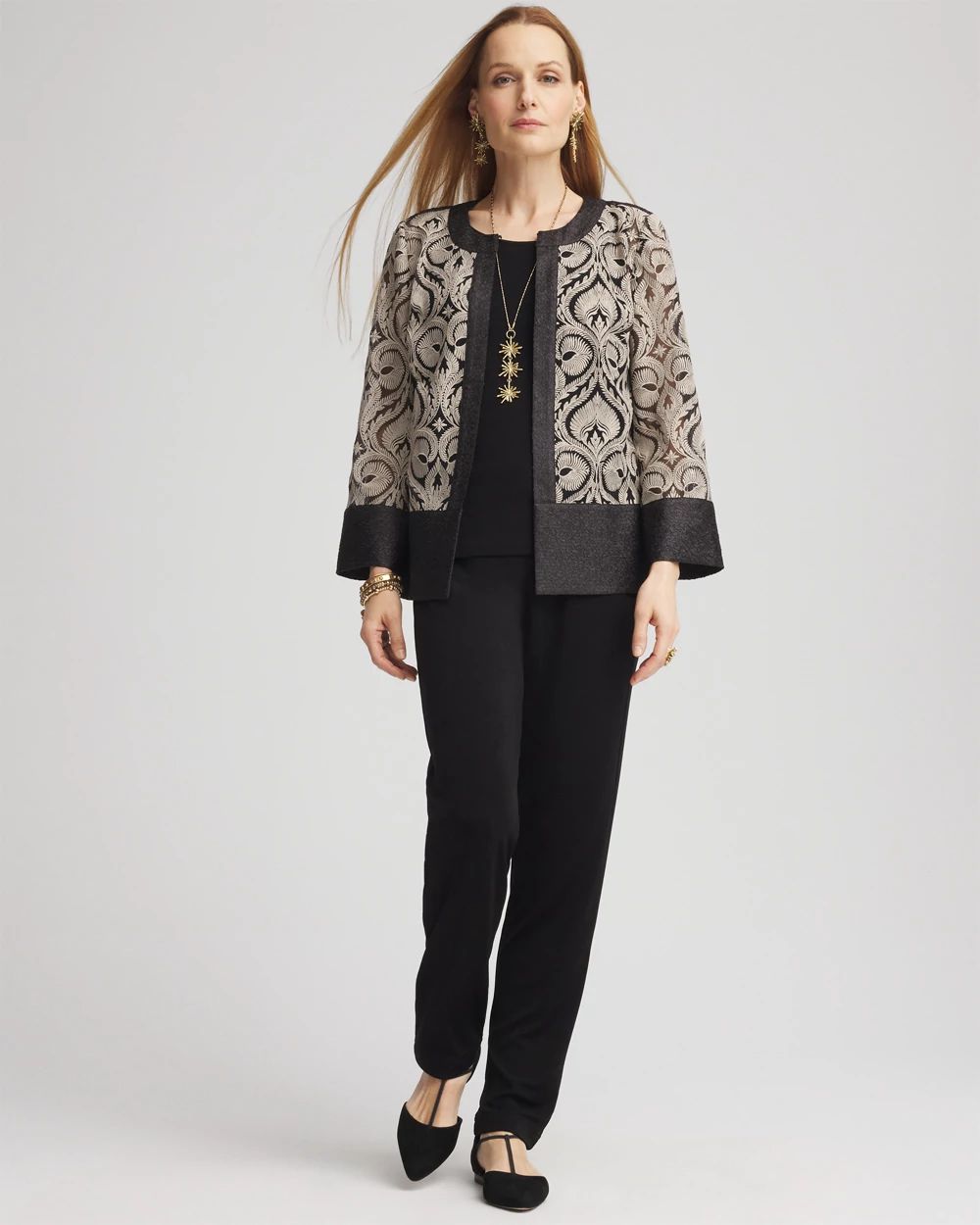 TravelersTM Collection Crushed Lace Jacket