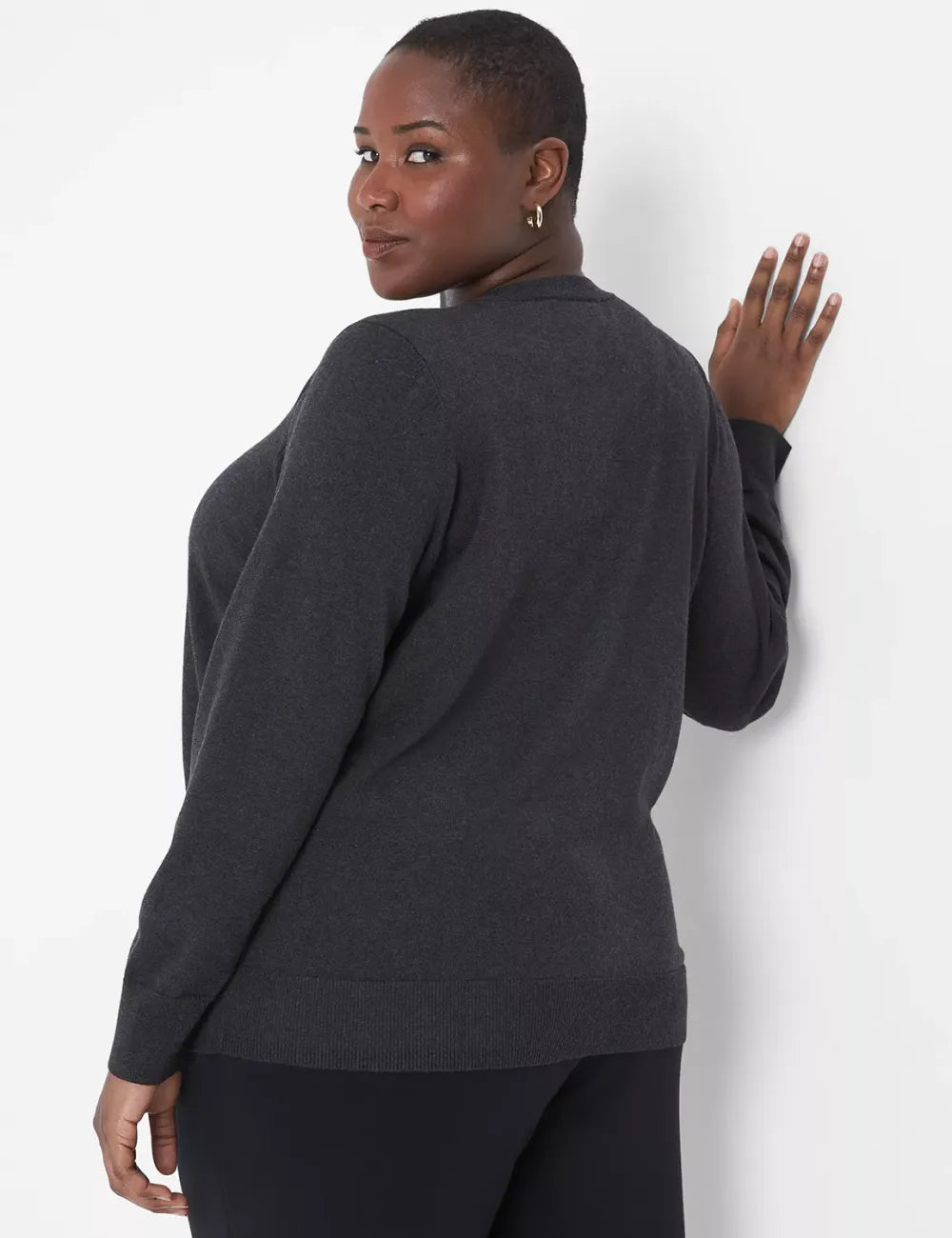 Crew-Neck Button-Front Cardigan