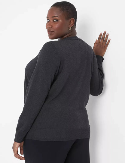 Crew-Neck Button-Front Cardigan