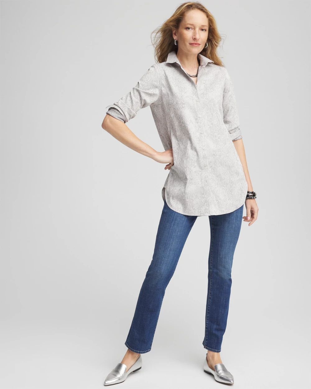 No IronTM Python Print Jacquard Tunic