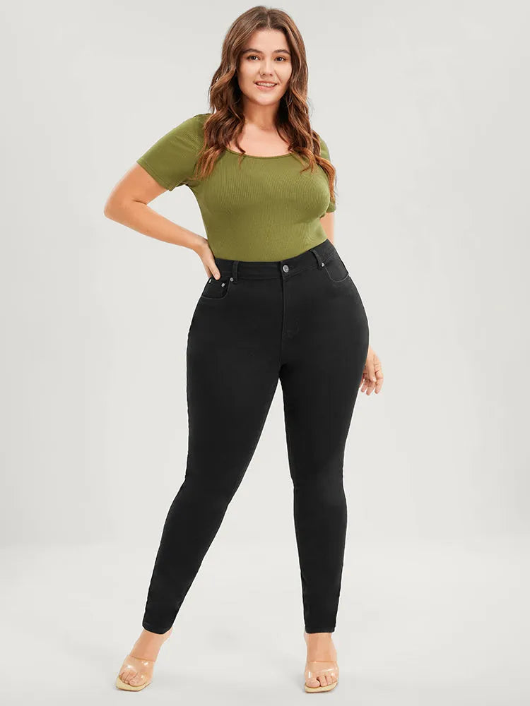 Skinny Very Stretchy High Rise Black Wash Sculpt Waist Jeans