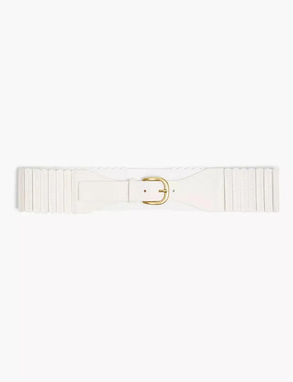 Faux-Leather Stretch Accordion Belt