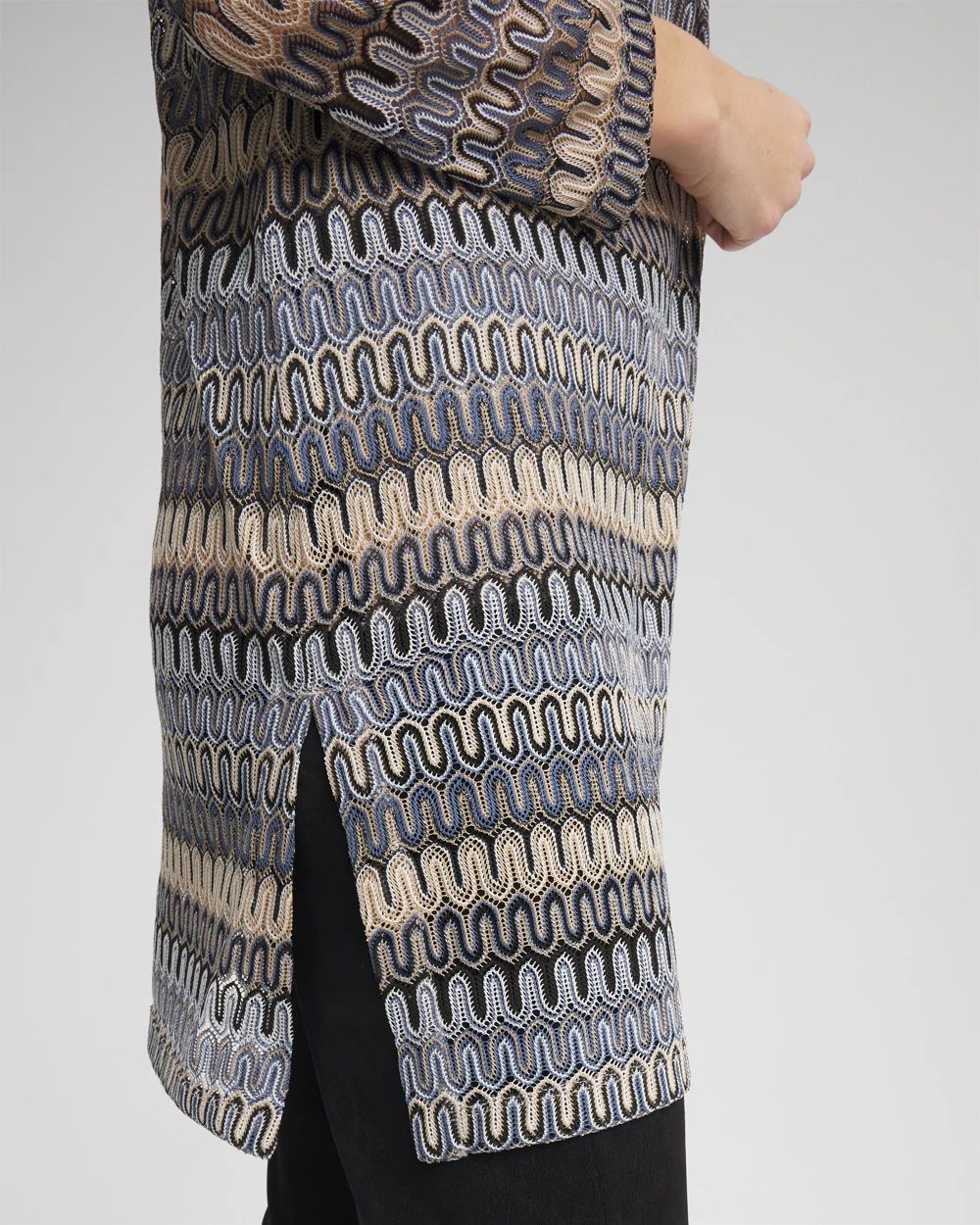 TravelersTM Knit Chevron Open-Front Cardigan