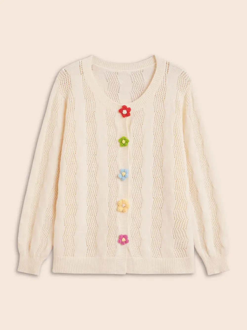 Supersoft Essentials Stereo Flower Design Textured Cardigan
