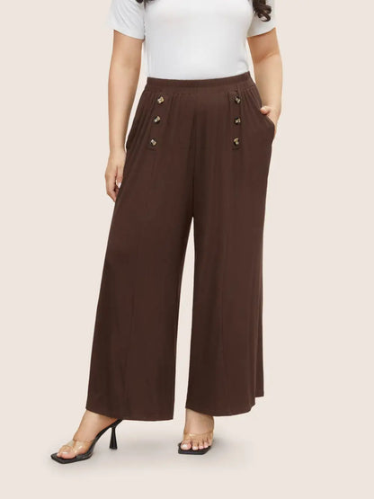 Supersoft Essentials Button Detail Wide Leg Pants