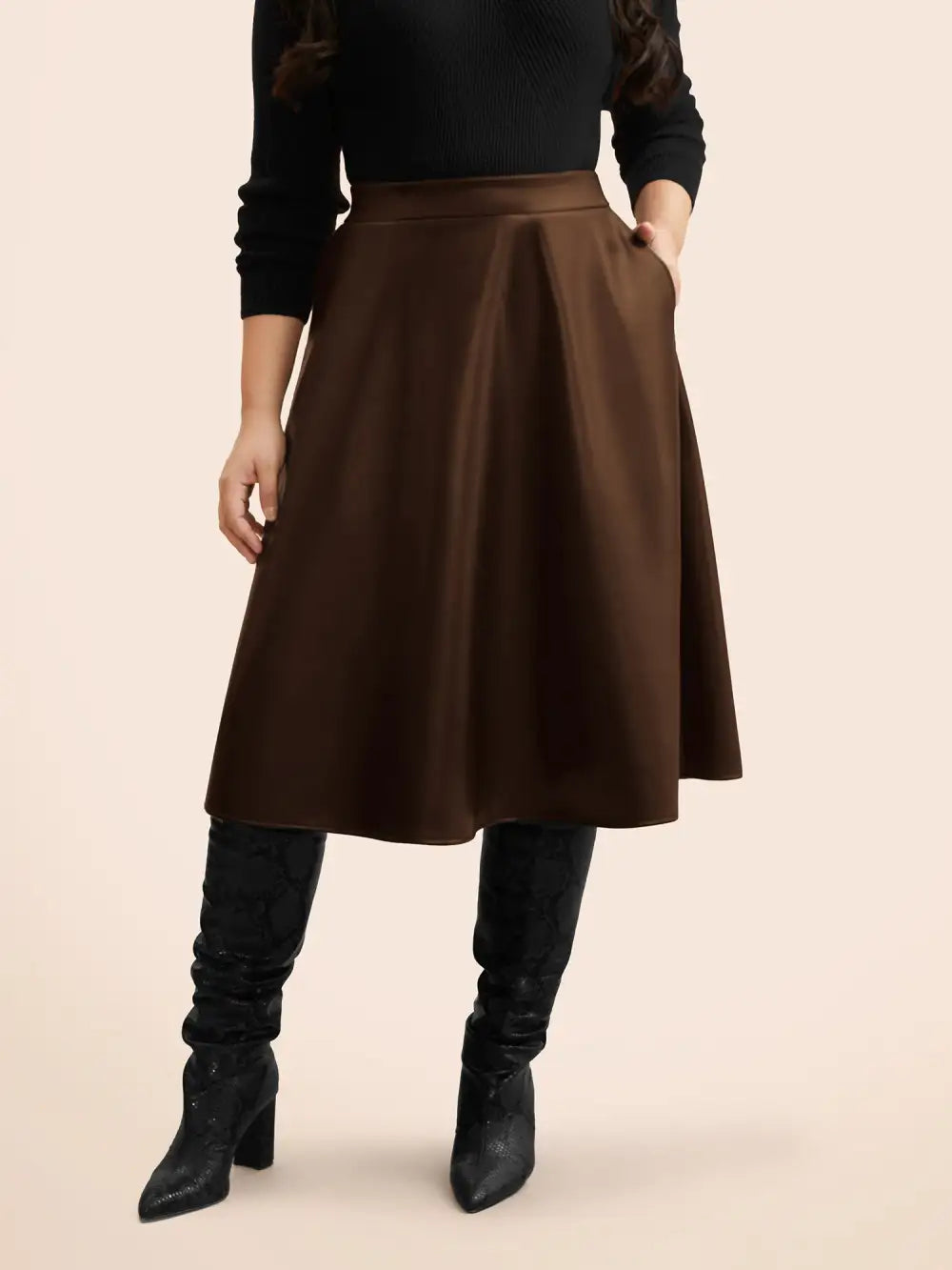 Pu Leather A-Line Skirt