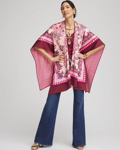 Reversible Mirage Print Ruana