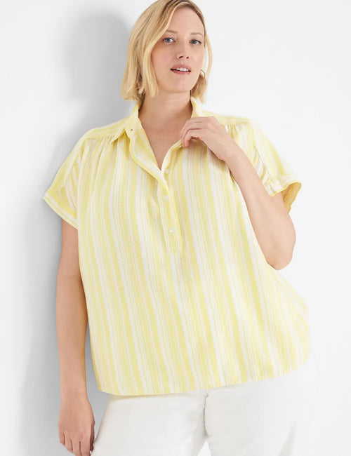 Short-Sleeve Collared Popover Top