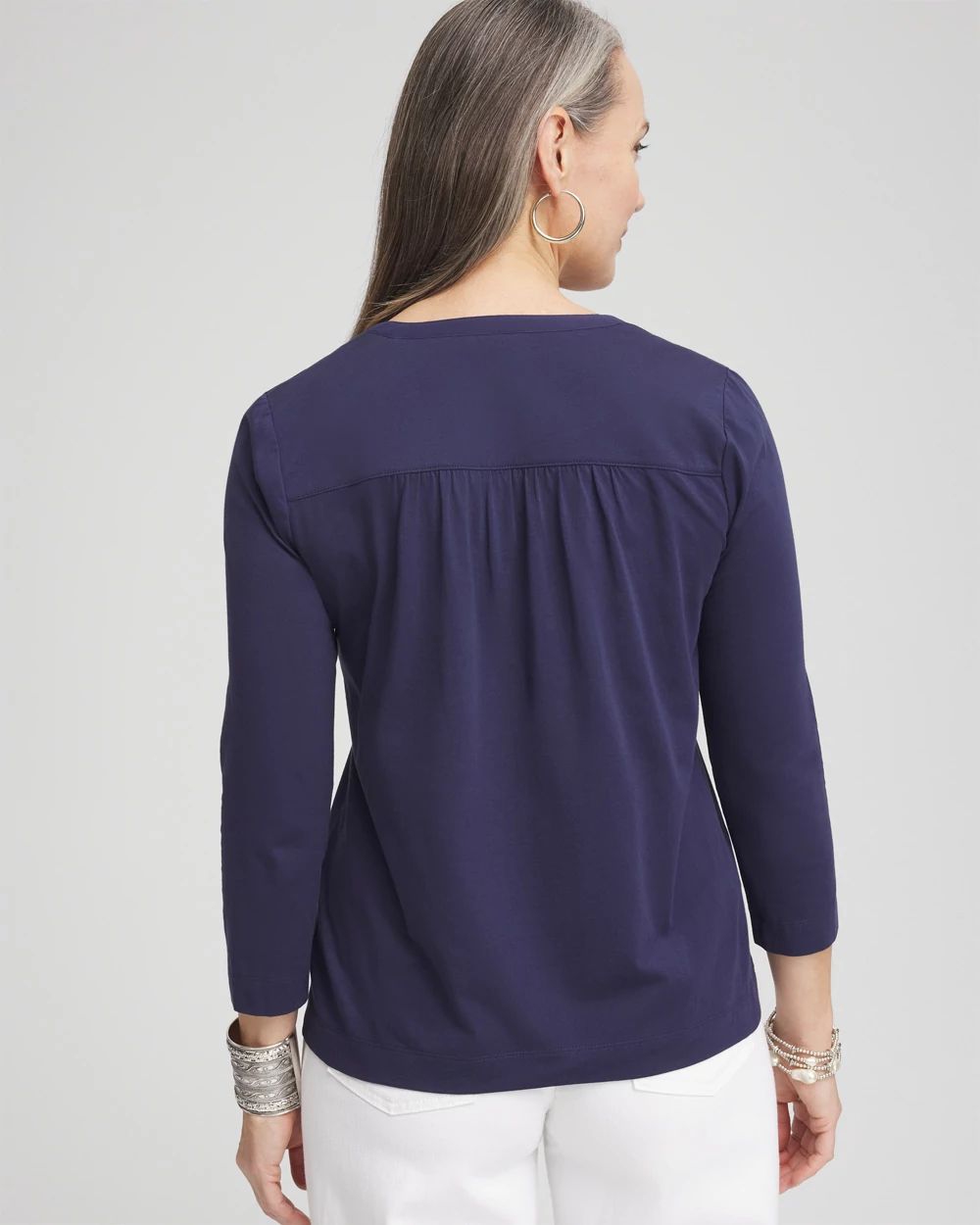 Pleated Placket Henley Tee