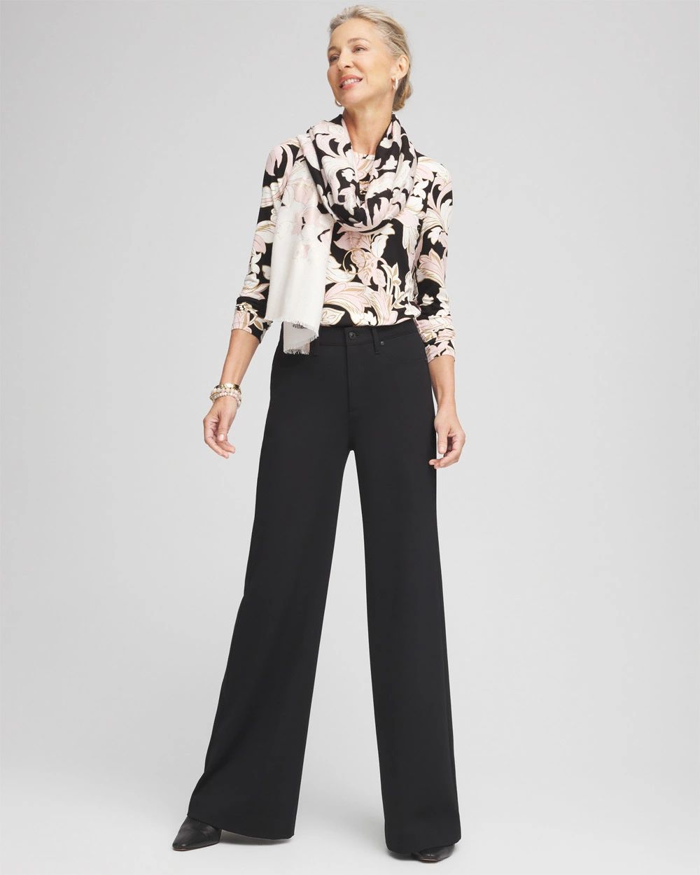 Petite High Rise Wide Leg Ponte Pants