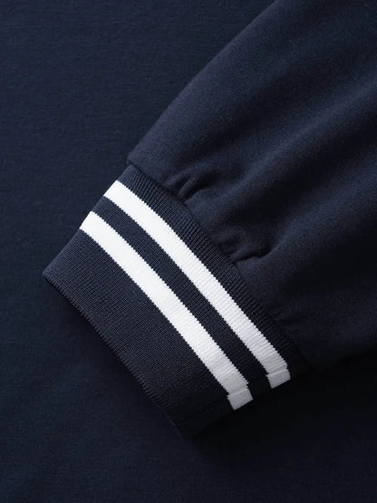 Polo Neck Contrast Trim Drop Shoulder Sweatshirt