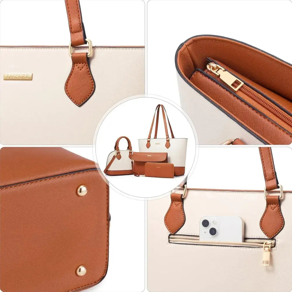 4PCS Women Fashion Handbags Purses Wallet Tote Shoulder Bags