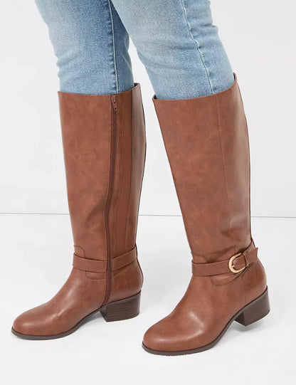 Wide Calf Dream Cloud Buckle Riding Boot