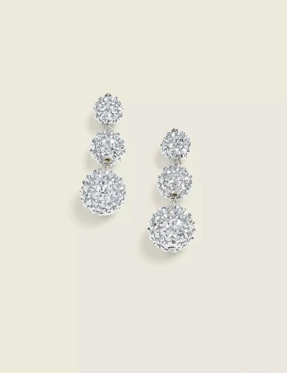 Silvertone Pave Fireball Earrings