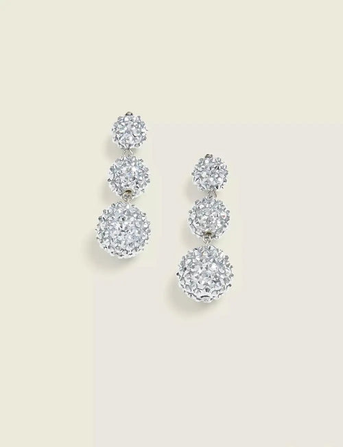 Silvertone Pave Fireball Earrings