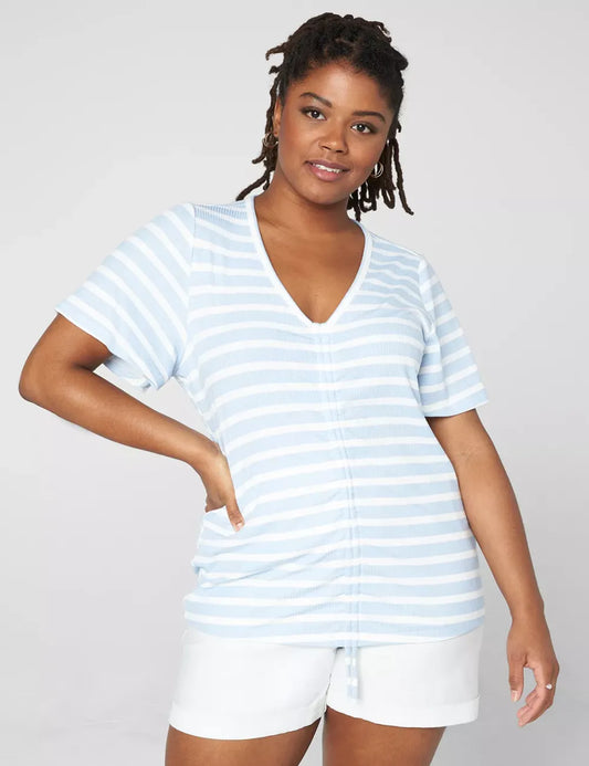 Classic Flutter-Sleeve Adjustable Drawcord Tee