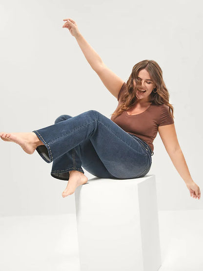 Bootcut Very Stretchy Mid Rise Medium Wash Sculpt Waist Jeans