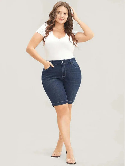 4 Pack Very Stretchy High Rise Dark Wash Denim Shorts