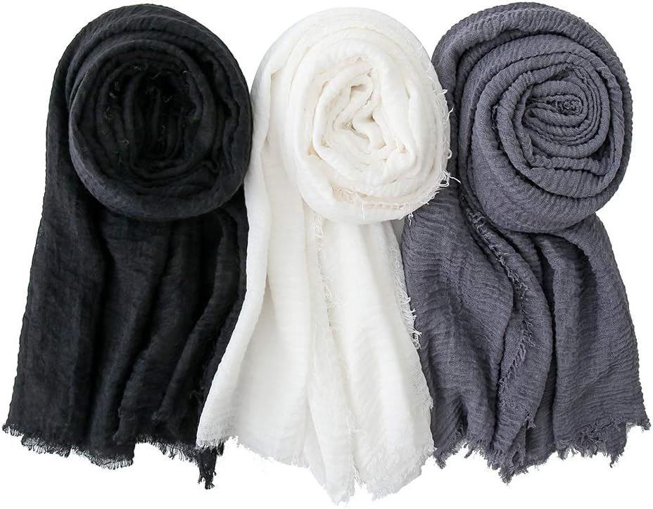 Soft Cotton Hemp Scarf Wrap Long Hijab Scarves for Women