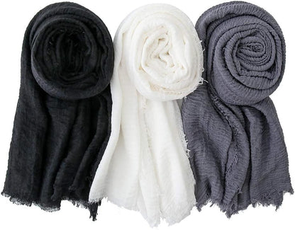 Soft Cotton Hemp Scarf Wrap Long Hijab Scarves for Women