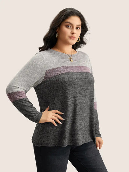 Heather Colorblock Contrast Crew Neck T-Shirt