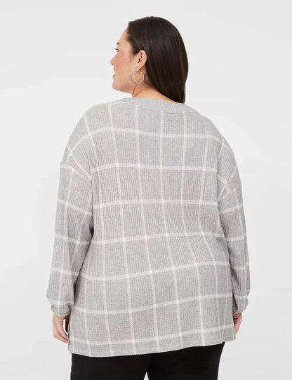 Blouson-Sleeve V-Neck Waffle Tunic