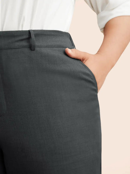 Mid Rise Textured Wide Leg Pants