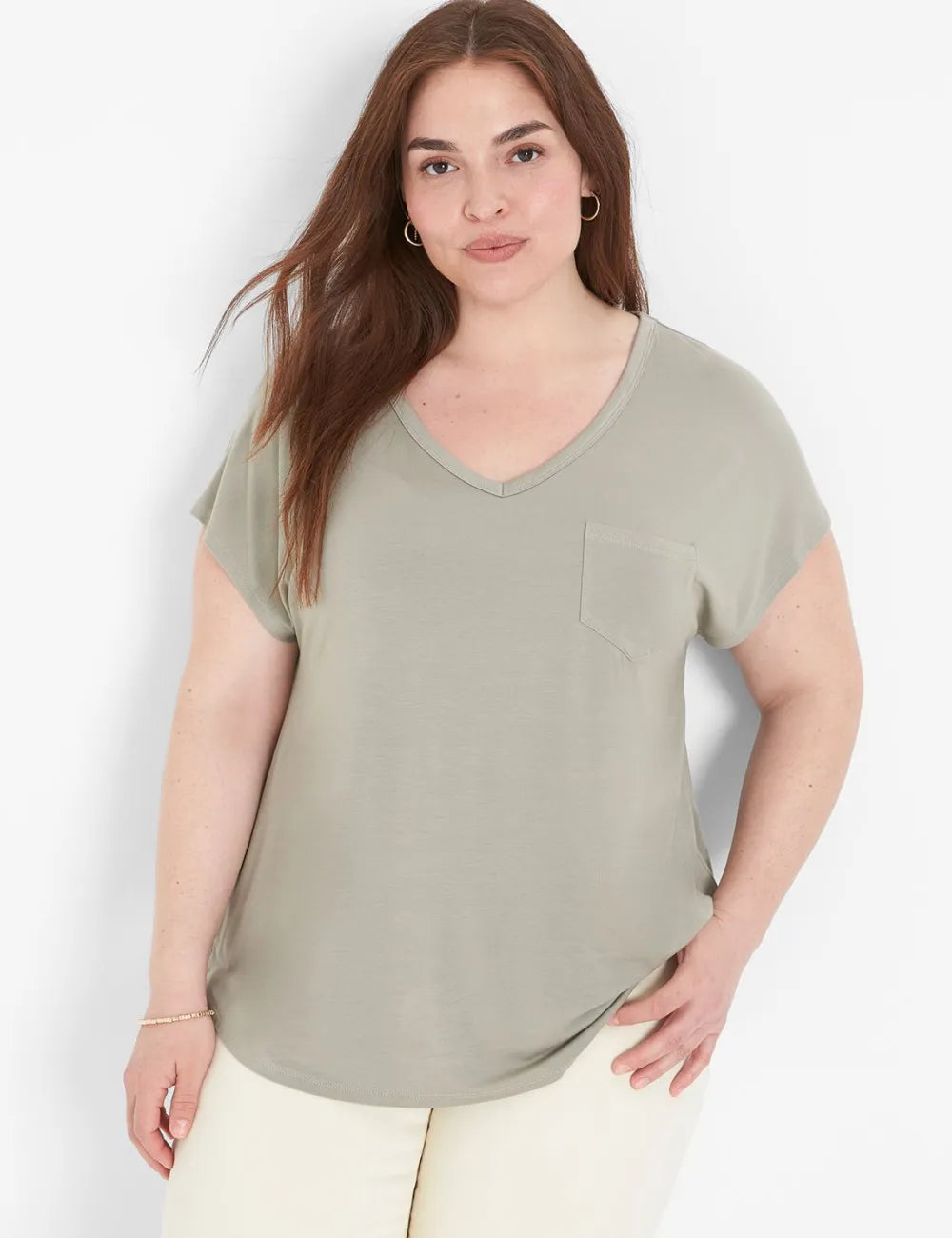 Short-Sleeve V-Neck Pocket Tee