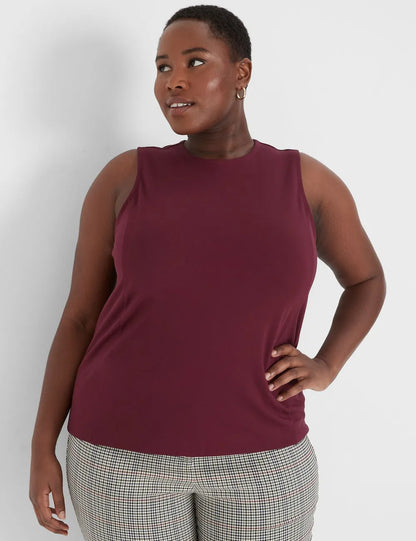 Sleeveless Crew-Neck Ponte Shell