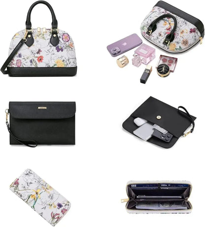 4PCS Women Fashion Handbags Purses Wallet Tote Shoulder Bags