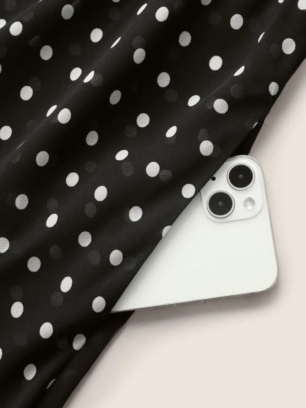 Chiffon Polka Dot Button Detail Blouse