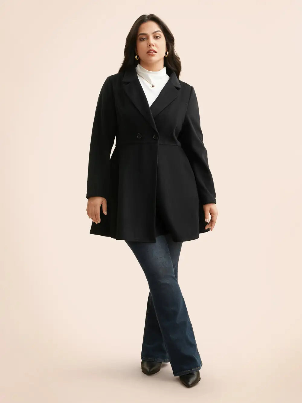Suit Collar Button Up Slightly Stretchy Jacket