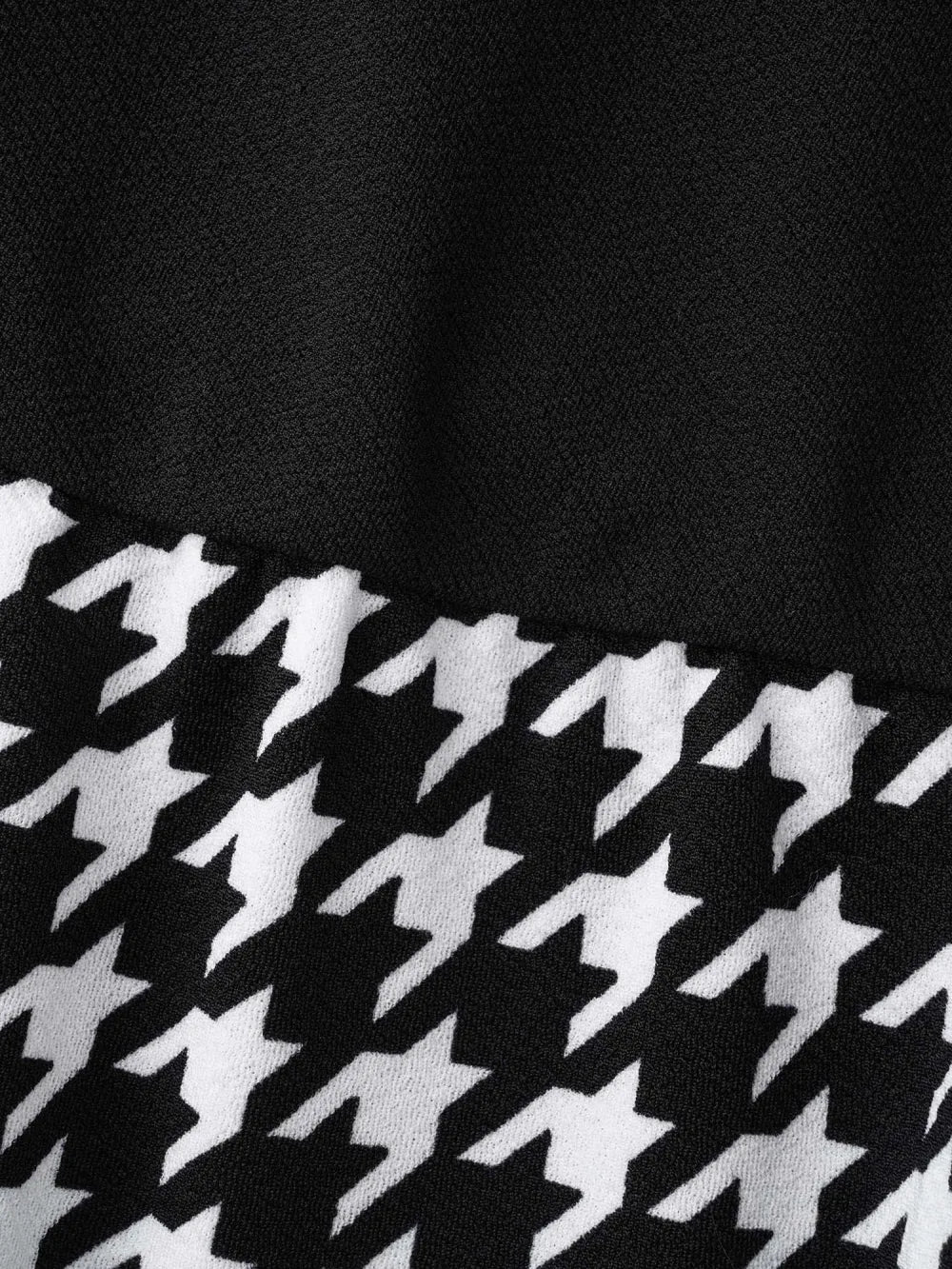 Houndstooth Patchwork Elastic Waist Dress