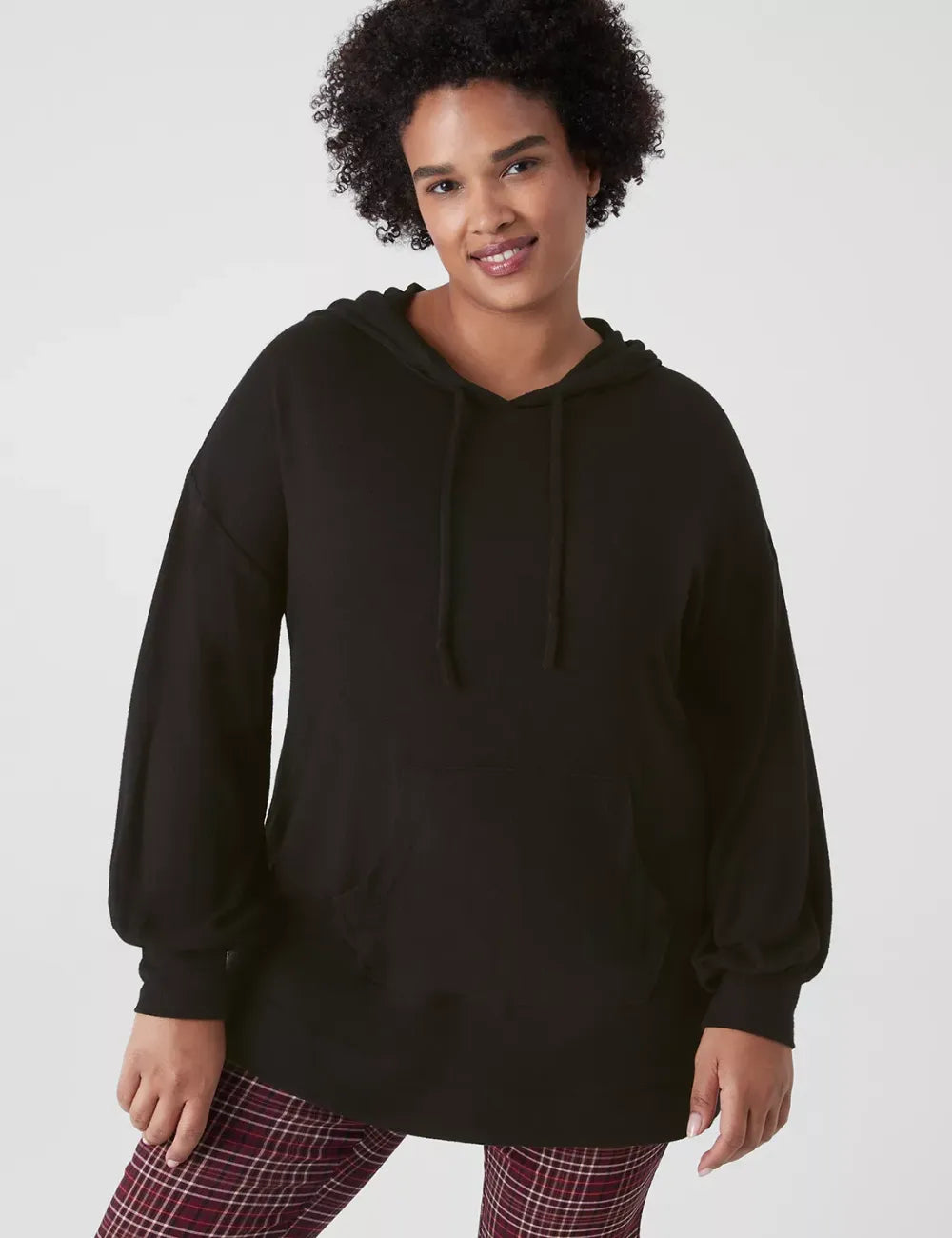 Relaxed Blouson-Sleeve Hacci Hoodie