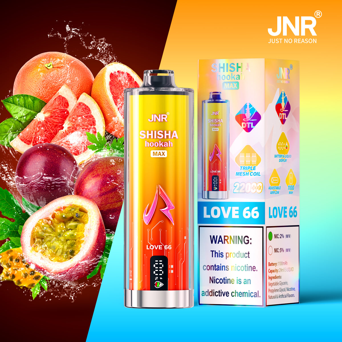 JNR Shisha Max 22000 22K Puffs Original Hookah Edition Disposable Vape Pen