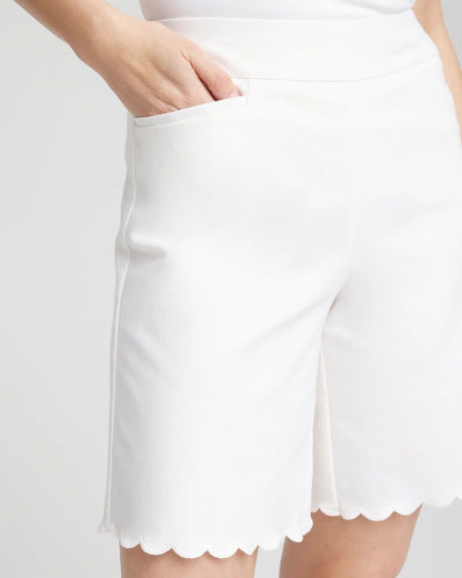 BrigitteTM Pull-On Scallop-Hem Shorts