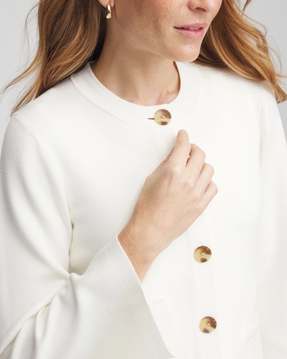 Faux Horn Button-Up Cardigan