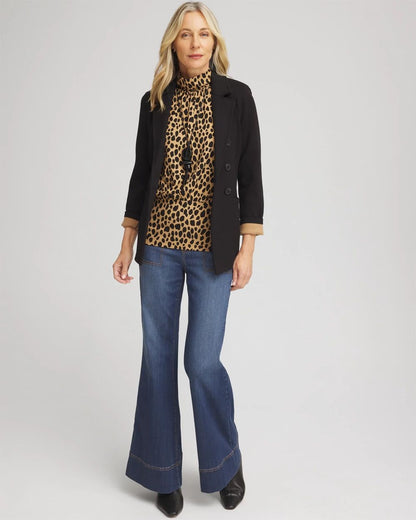 Animal Print Banded Hem Top