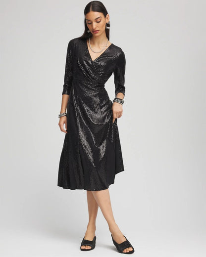 Surplice Sequin Midi Dress