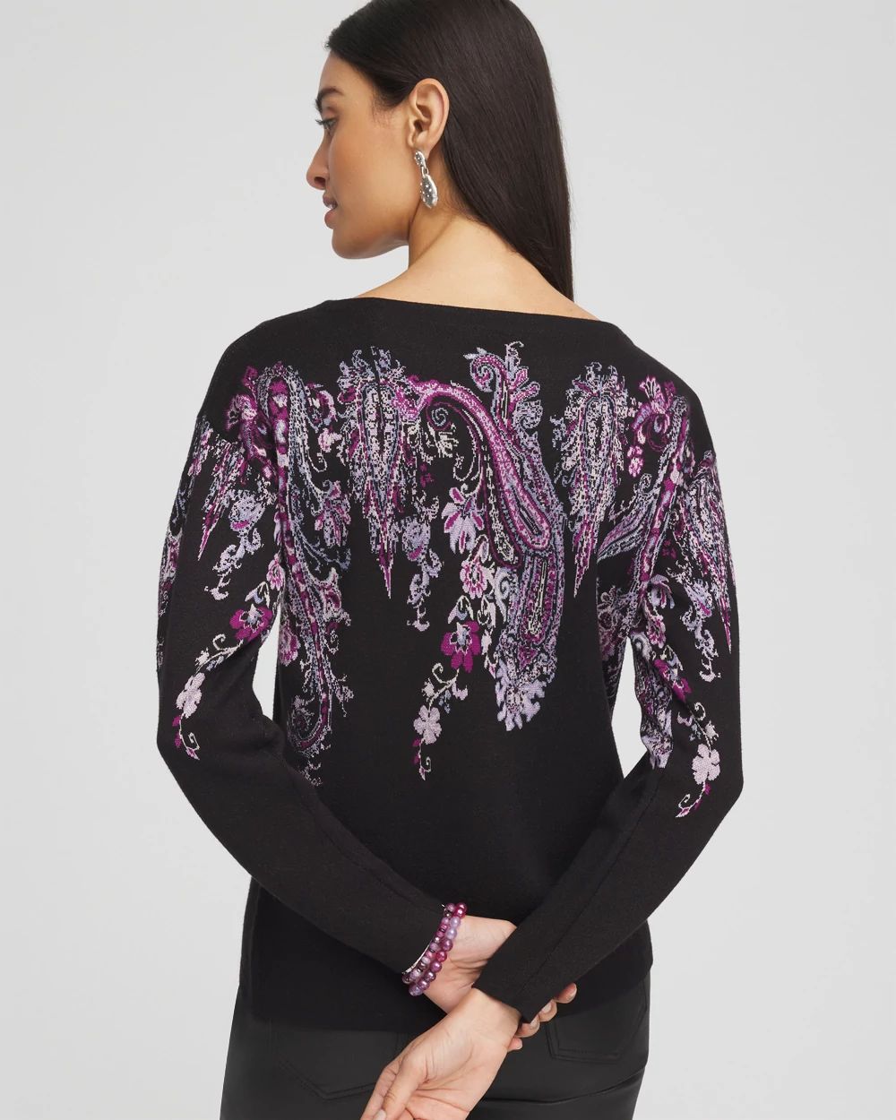 Jacquard Paisley Pullover Sweater
